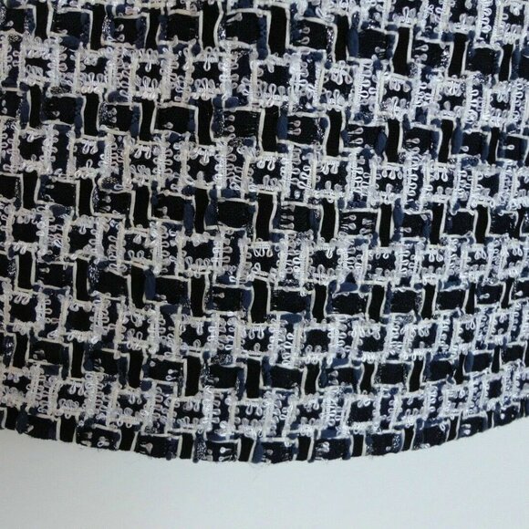 NWT OSCAR DE LA RENTA Navy Blue White Wool Cotton Tweed SLVS Pencil Dress 6, 10 - Picture 5 of 7
